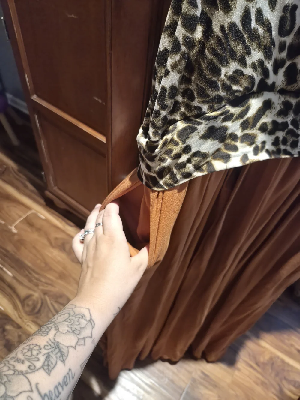 Latched Mama Leopard Print & Mustard Wrap Jumpsuit - Picture 3 of 5